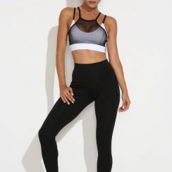 Womens Quick Drying Cross Back Mesh Corset Sports Bra