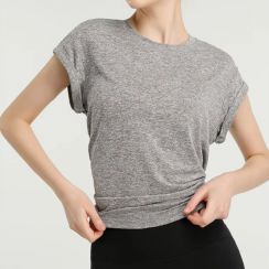 Breathable Fitness Crop Top With Short Sleeves And Backless Design